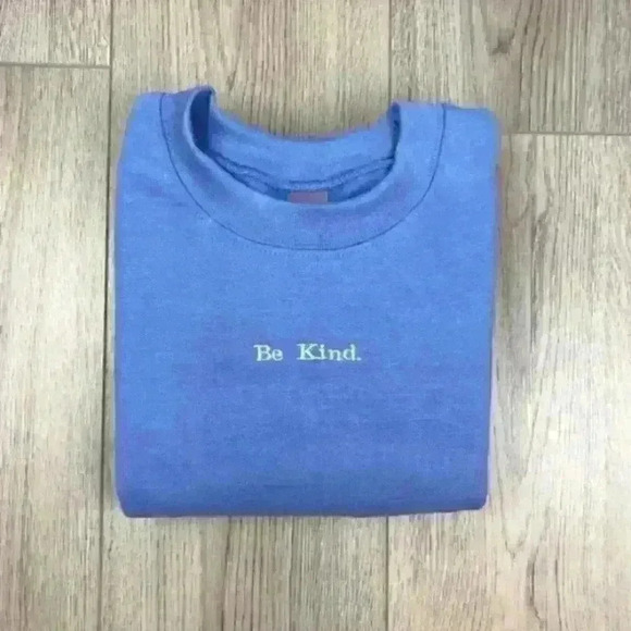 Blue Embroidered Crewneck Sweatshirt "Be Kind" - Picture 5 of 6